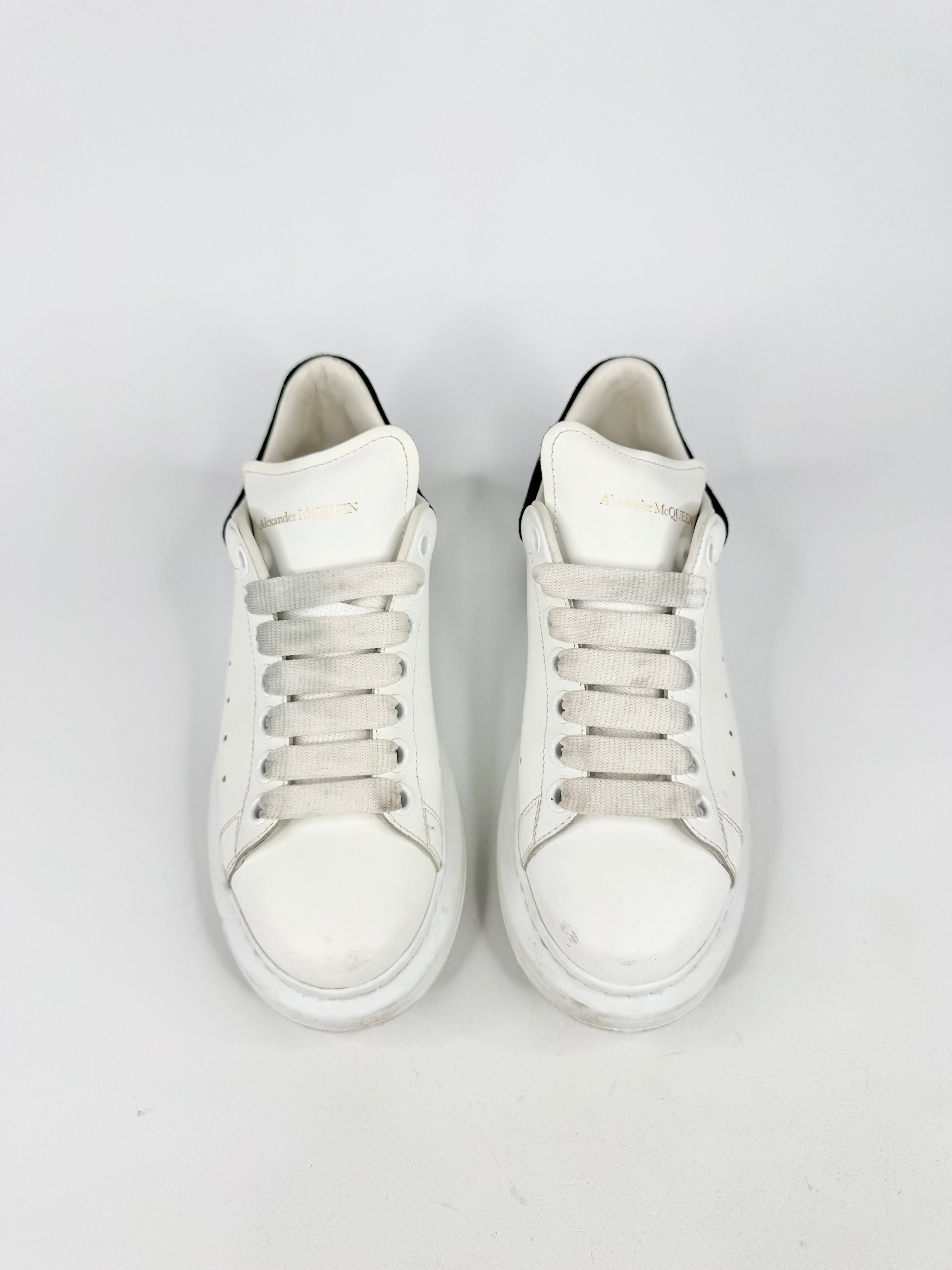 Alexander McQueen White Black Suede Trim Oversized Sneakers - EU37