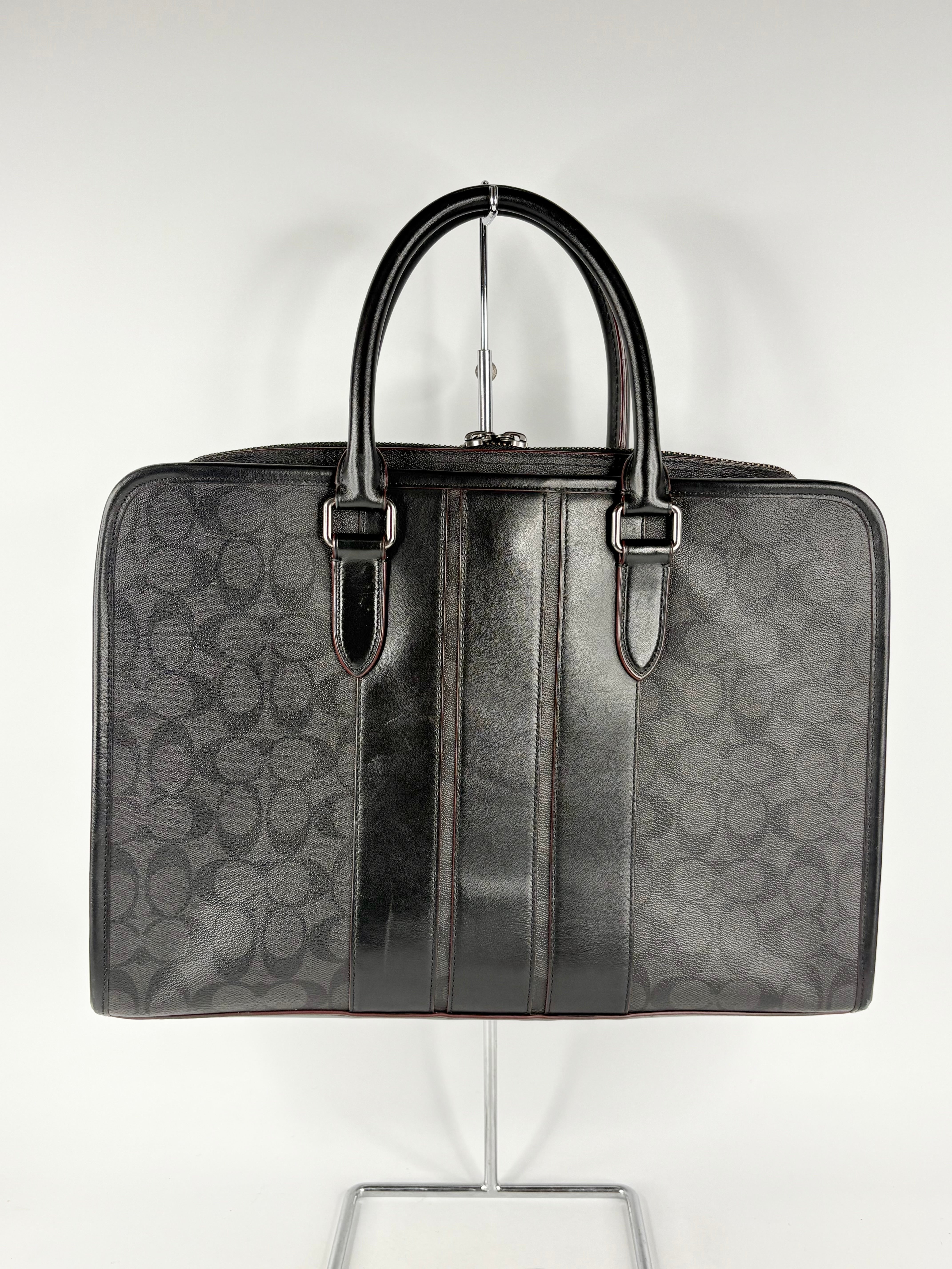 Coach Black Leather Monogrammed Briefcase