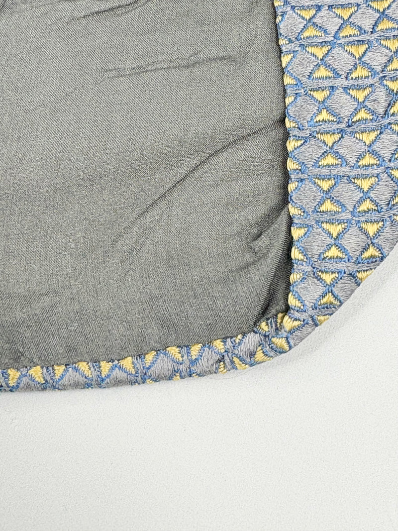 Vintage 90s Charvet Metallic Grey & Yellow Patterned Silk Tie