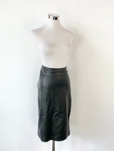 Hoss Black Leather Pencil Skirt - AU10/12