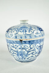 Antique 'Double Happiness' Small Blue & White Porcelain Lidded Dish