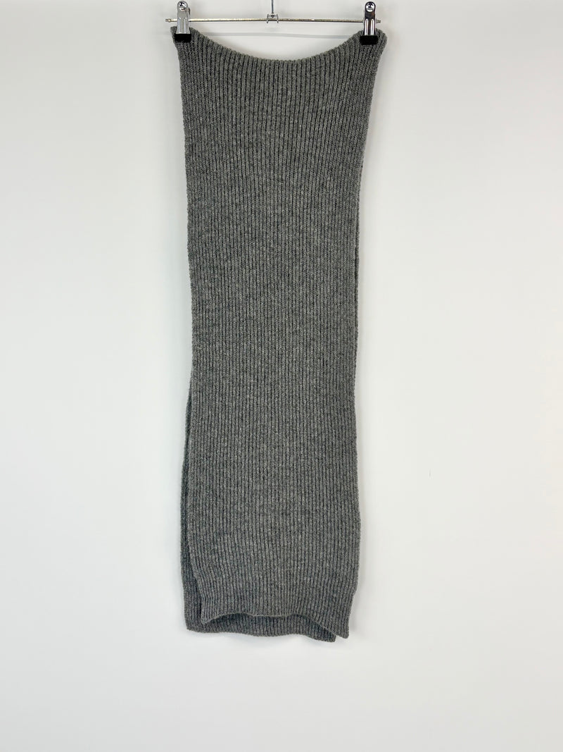 Johnstons of Elgin Charcoal Rib-Knit Wool Scarf