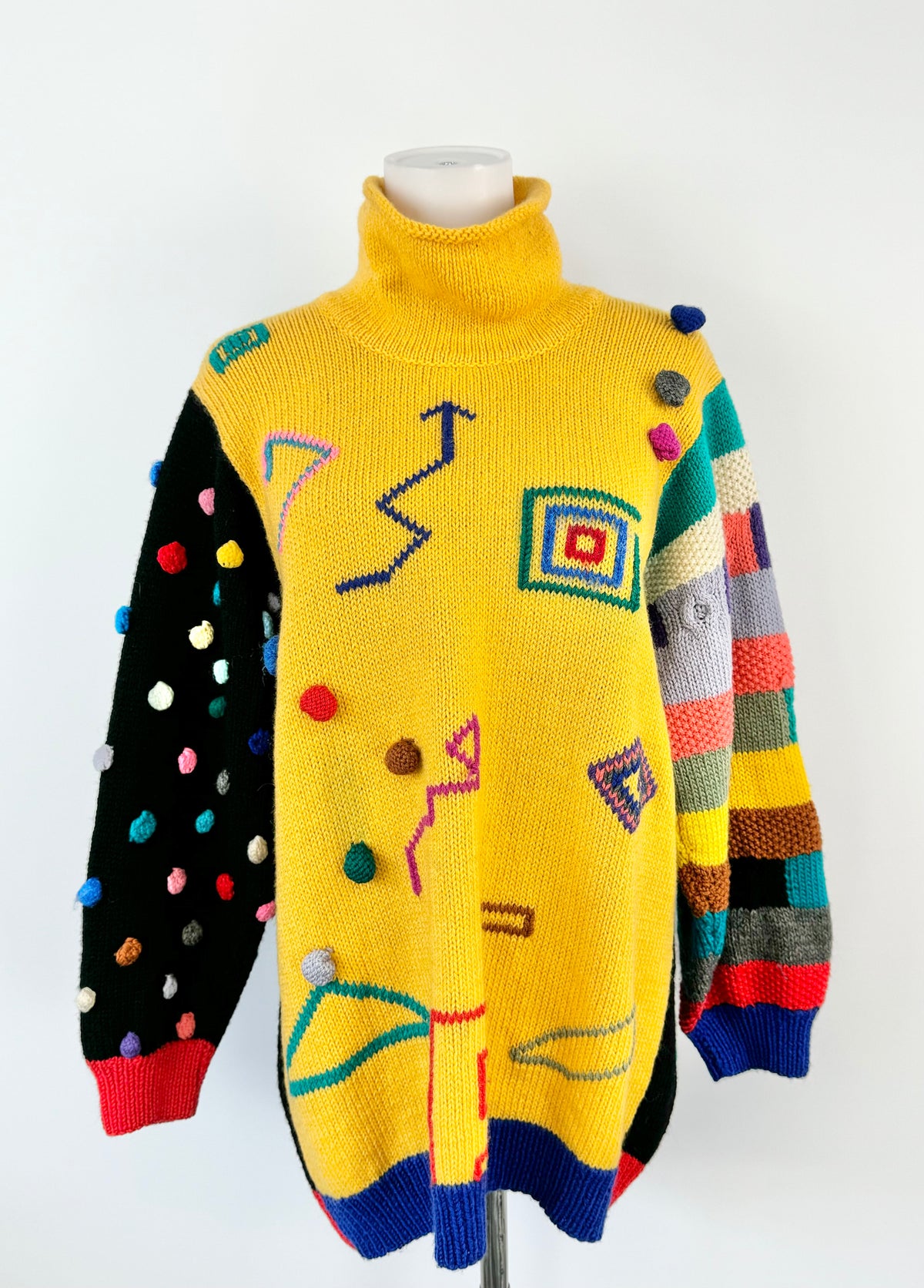 Vintage 80s Handknit Musical Instrument Jumper - M/L