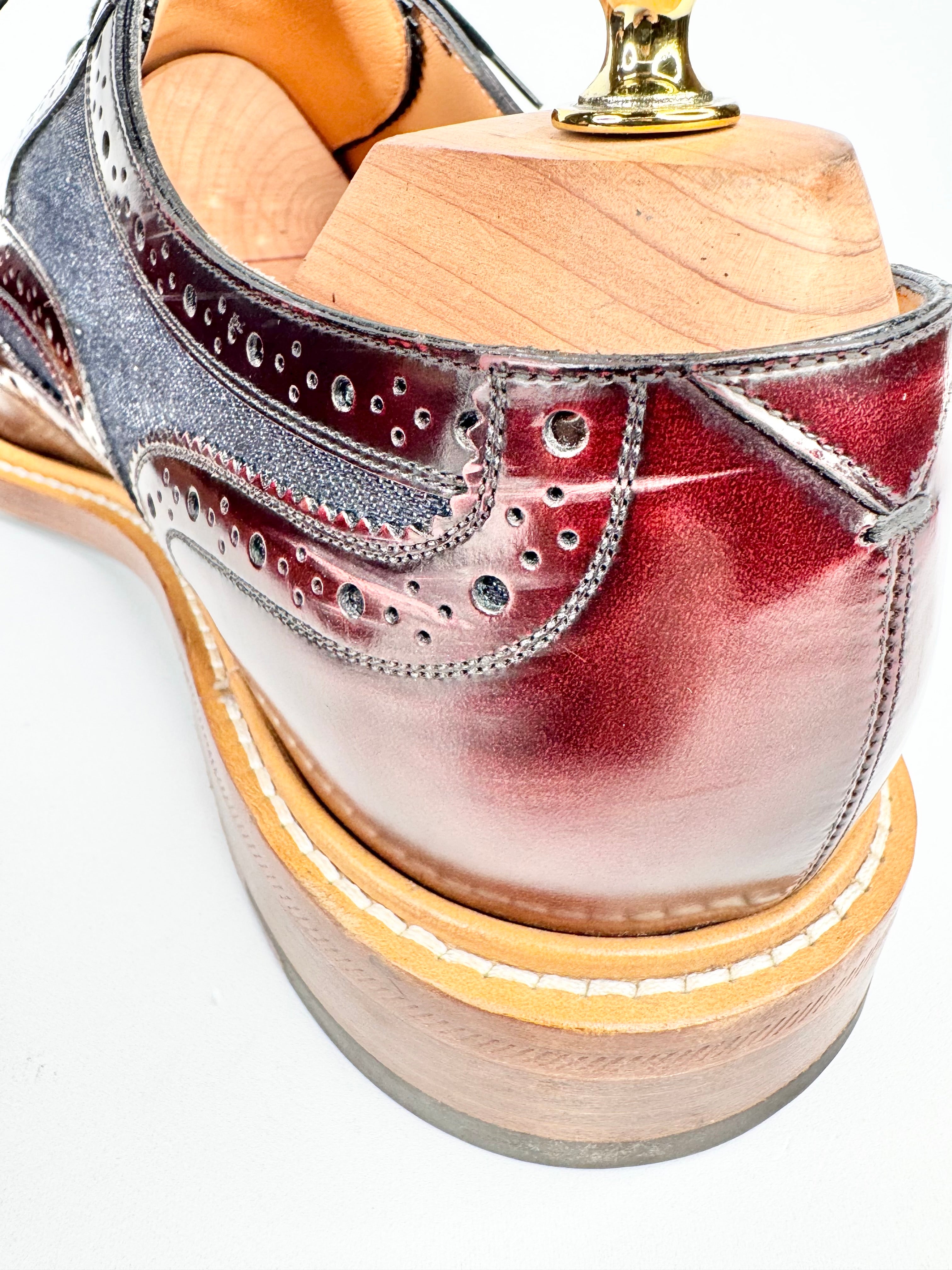 Louis Vuitton 'Voltaire' Denim & Burgundy Leather Derby Shoes - EU43