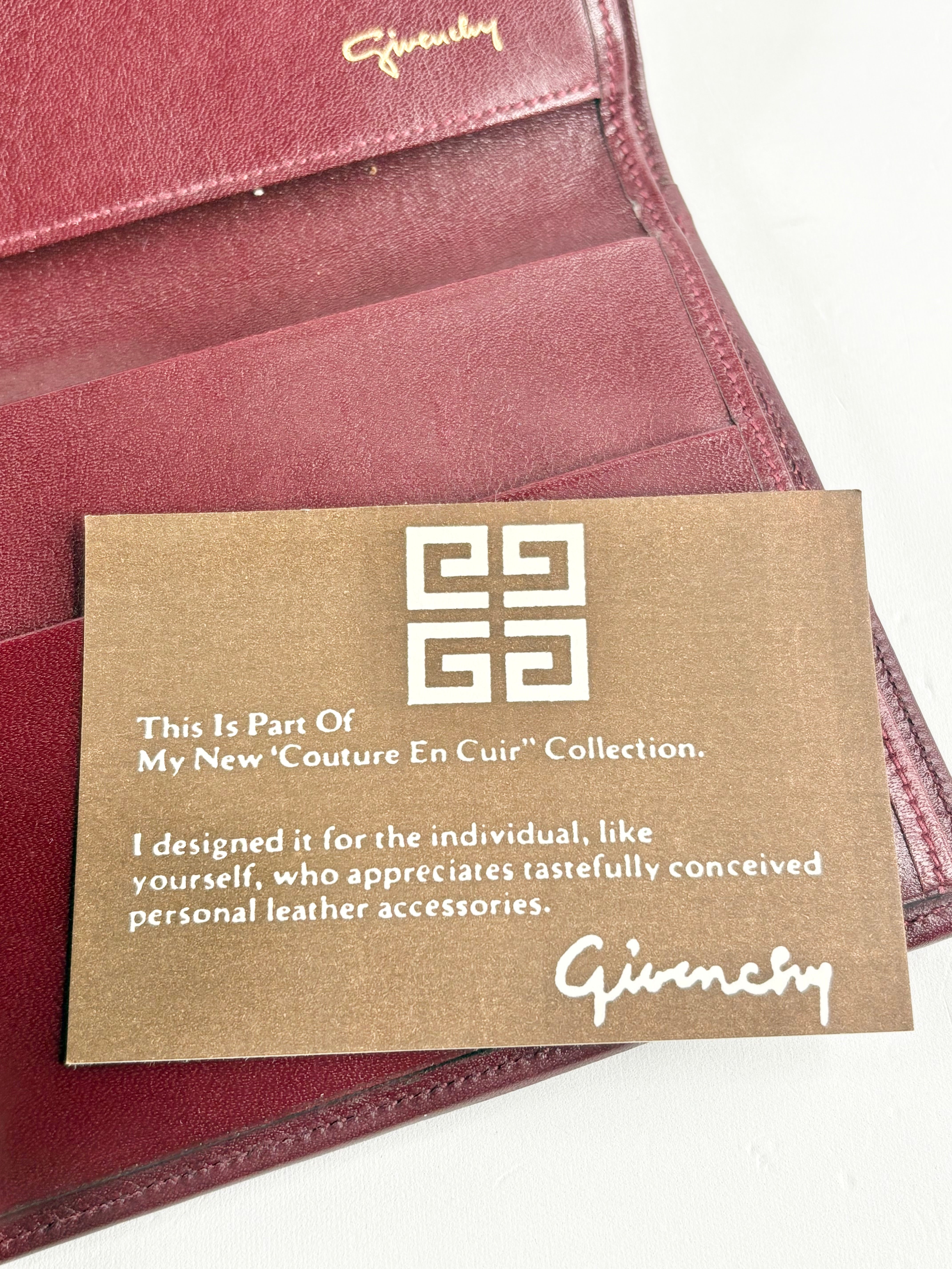 Vintage 70s Givenchy Maroon Leather Jacquard Wallet