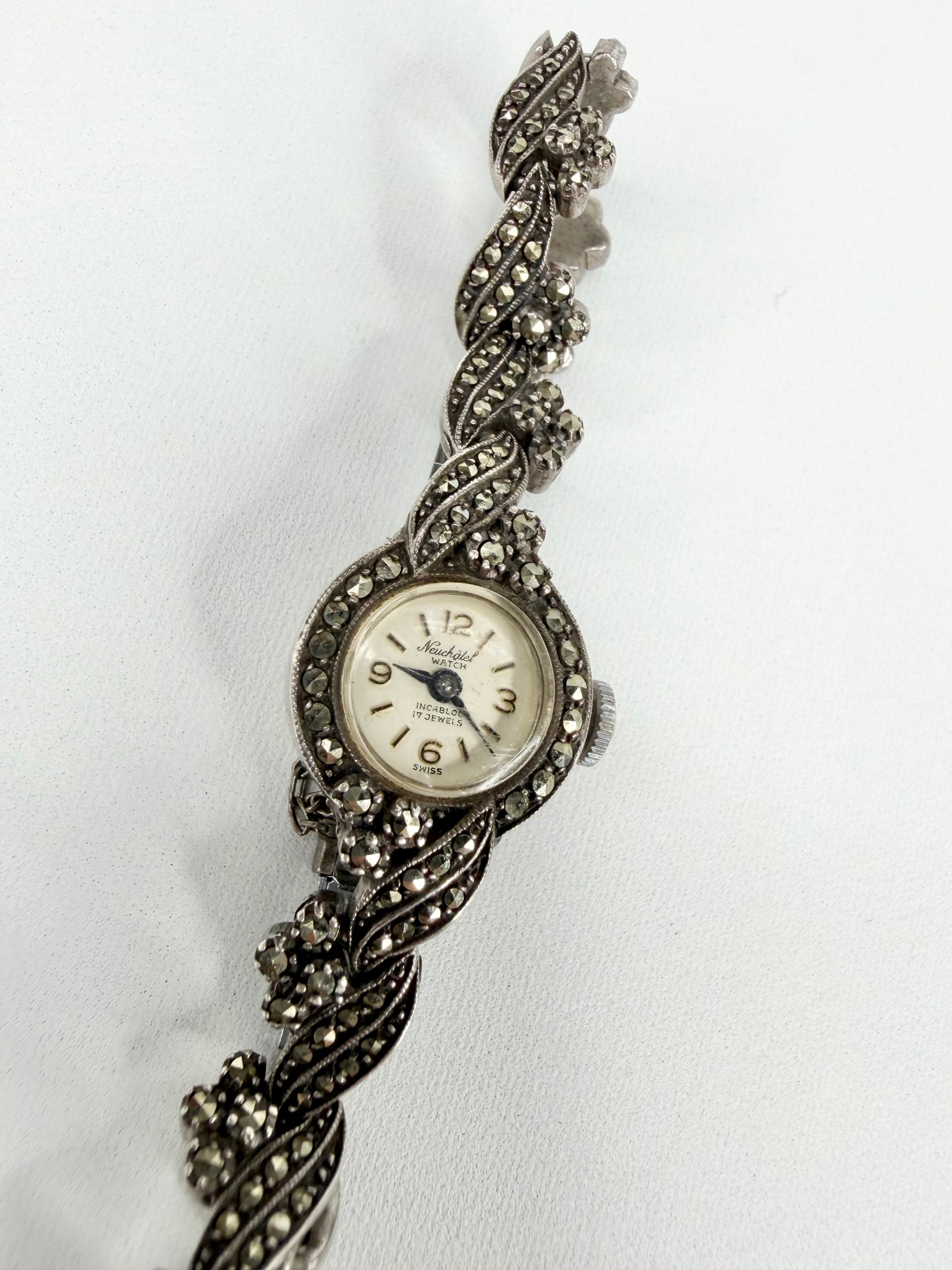Vintage Marcasite Silver Cocktail Watch