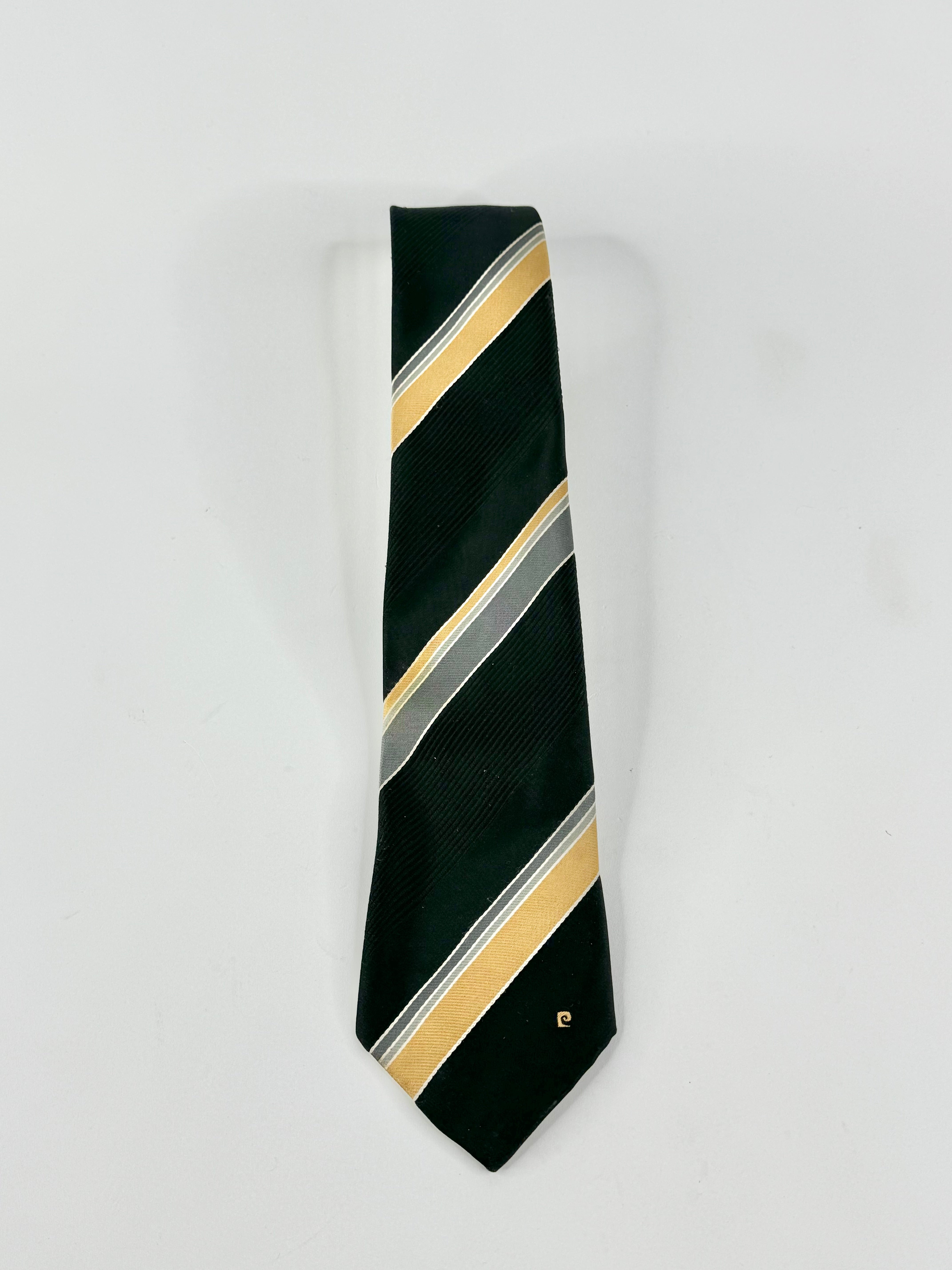 Vintage Pierre Cardin Black Striped Tie