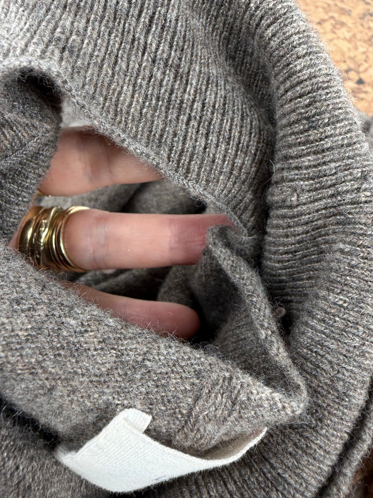 Bassike Mottled Taupe Cashmere Roll Neck Sweater - AU8/10