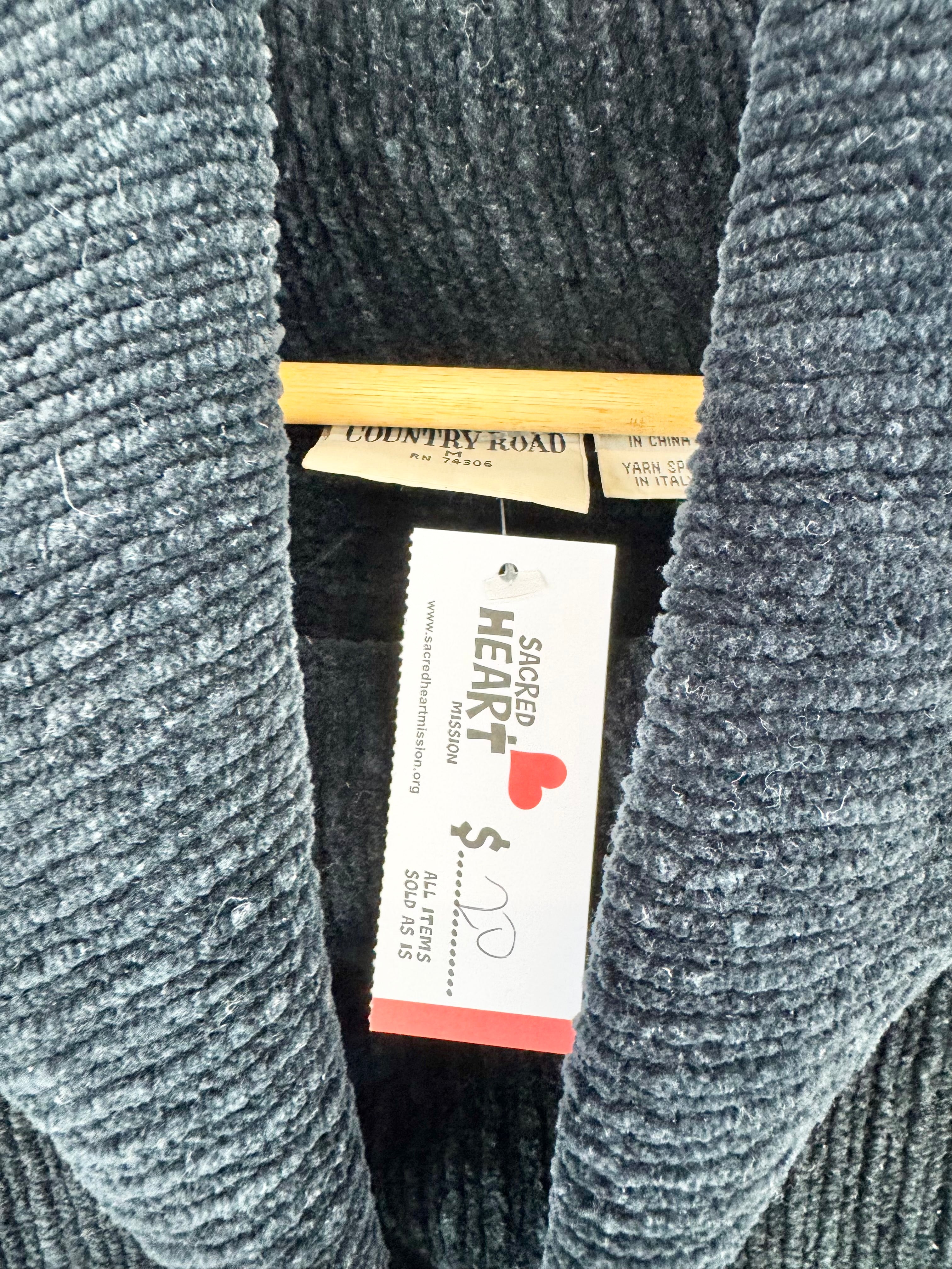 Vintage Country Road Velvet Yarn Midnight Blue Cowl Neck Jumper - AU10/12