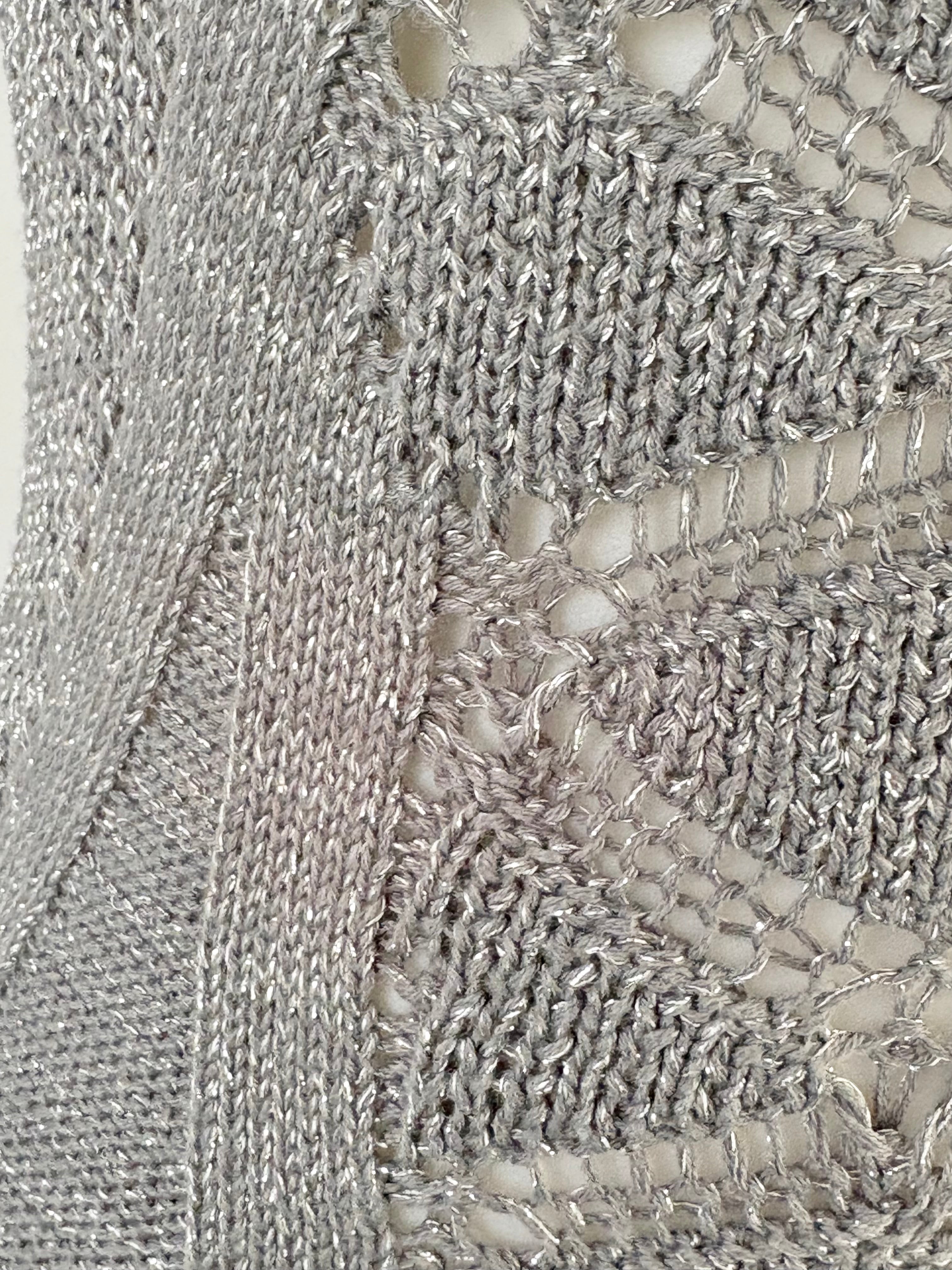 Guess Metallic Silver Lace-Knit Sweater - AU8