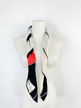 Vintage Pierre Cardin White, Black & Red Rose Scarf