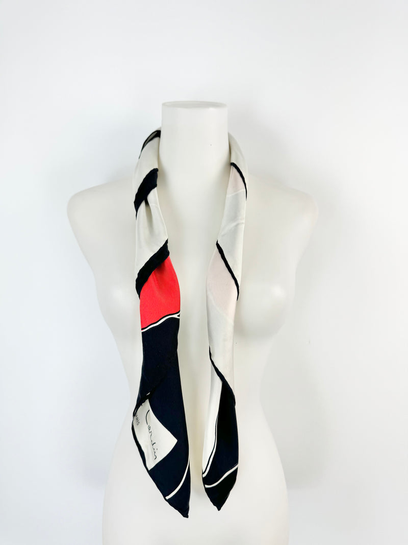 Vintage Pierre Cardin White, Black & Red Rose Scarf
