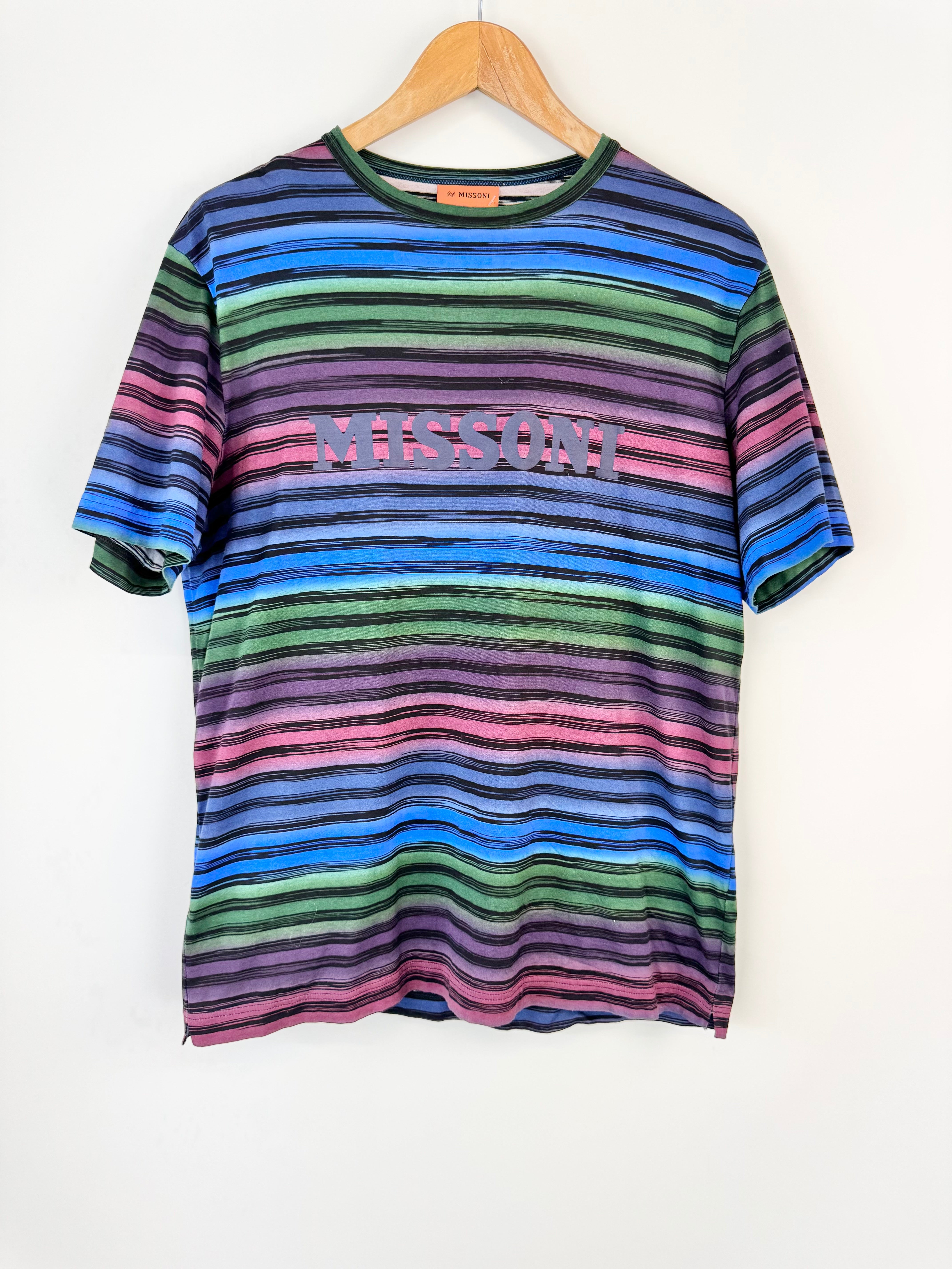 Missoni Cotton Navy Striped T-Shirt - L