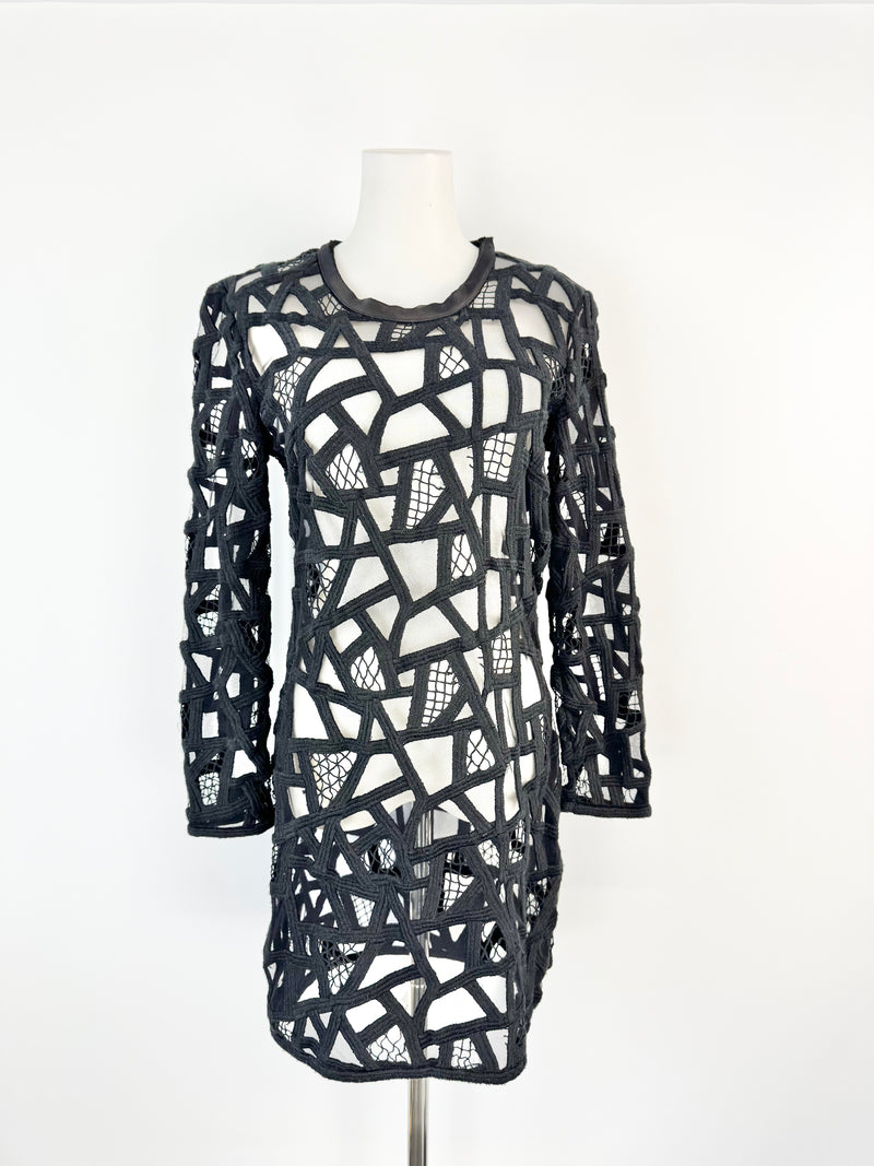 Iro Black Long Sleeve Lace Dress - AU10