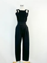 Bianca Spender Black Cotton & Silk Blend Jumpsuit - AU6