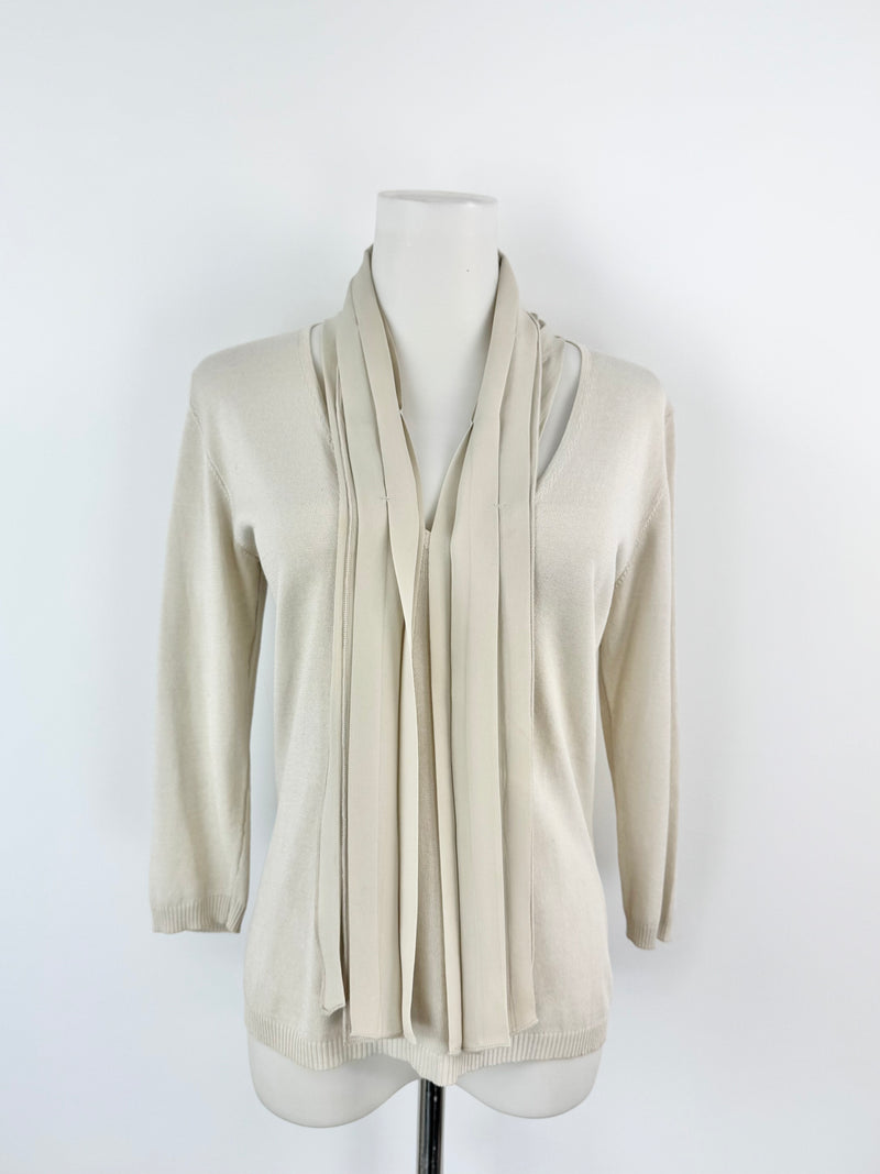 Max Mara Cotton Blend Silk Embellished Top - AU10