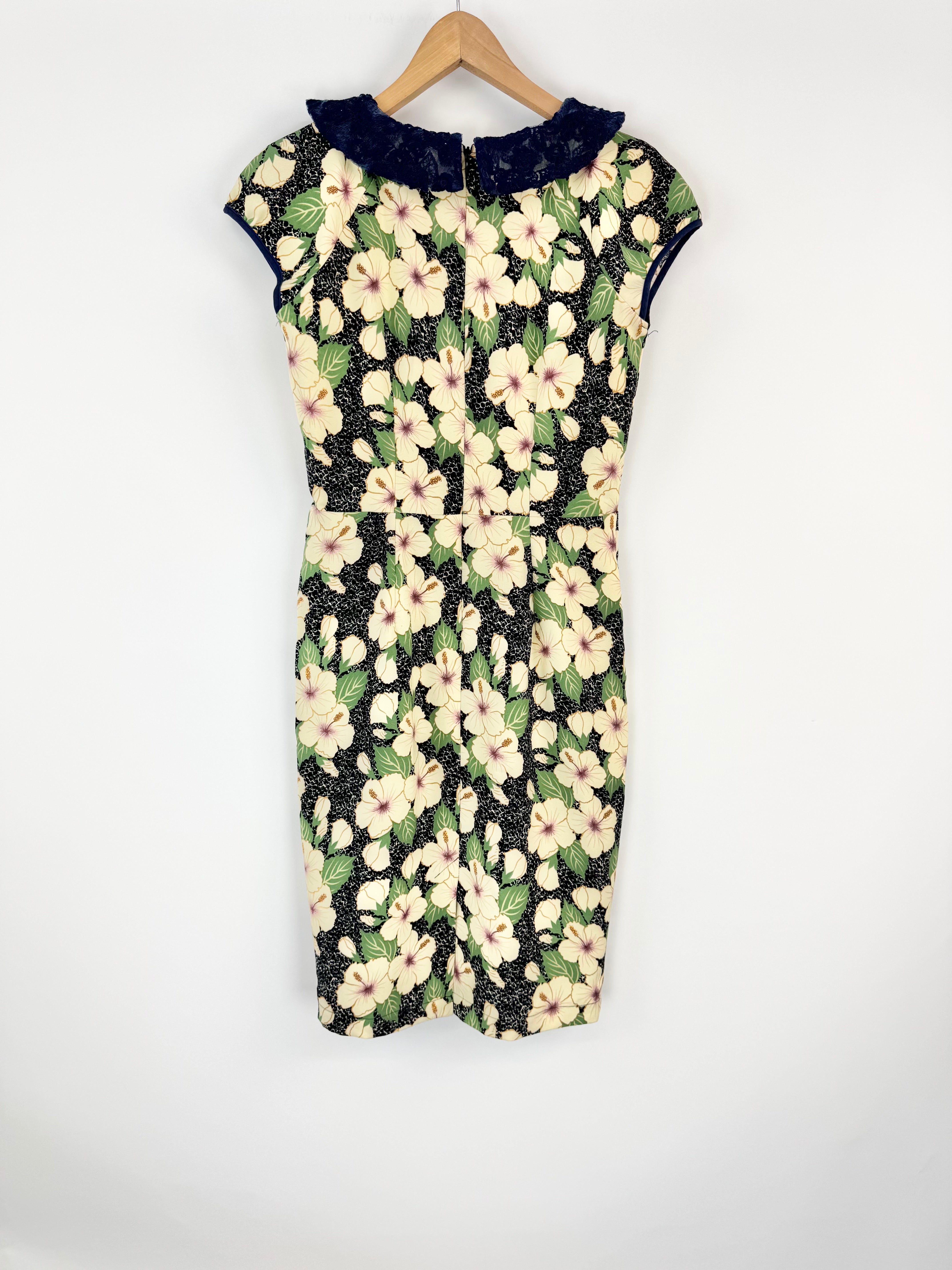 Vintage Elise Hibiscus Patterned Dress - AU8/10