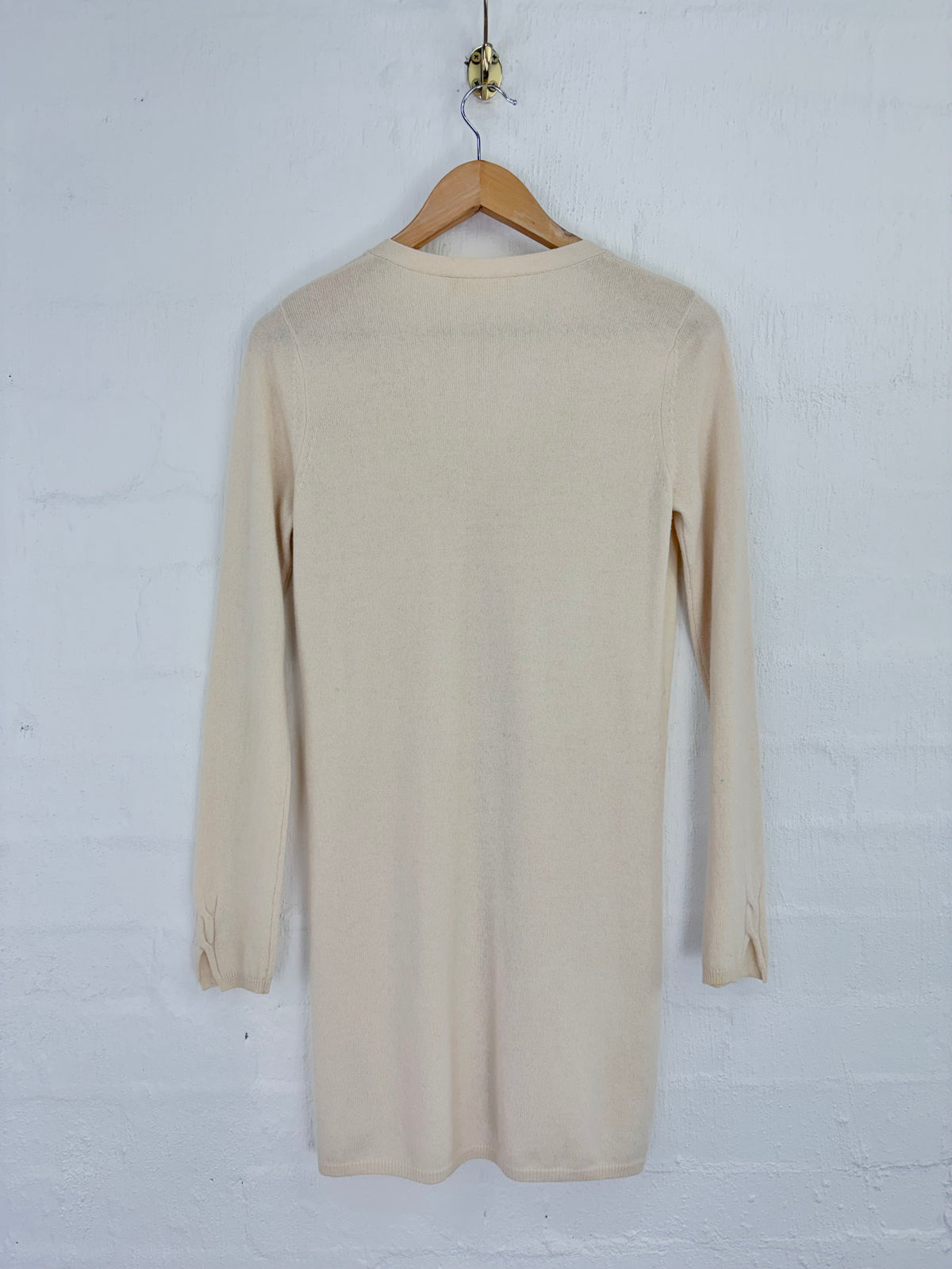 S'Max Mara Vanilla Cashmere & Wool Long V-Neck Cardigan - AU8/10