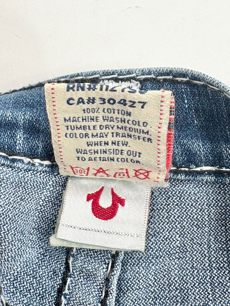 True Religion Dark Blue Distressed Skinny-Fit Jeans - W29