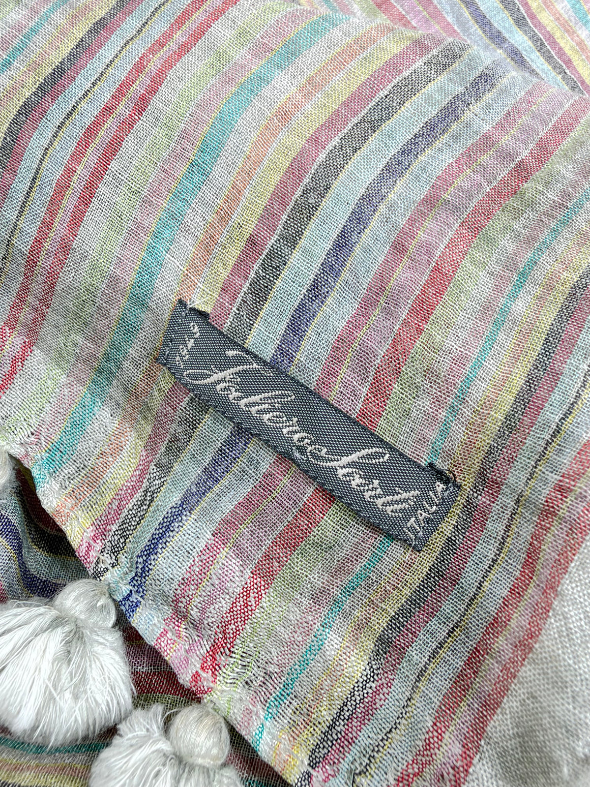 Faliero Sarti Muted Rainbow Silk Tassel Scarf