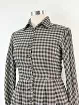 Ivano Boni Black & White Checked Long-Sleeve Dress - AU12