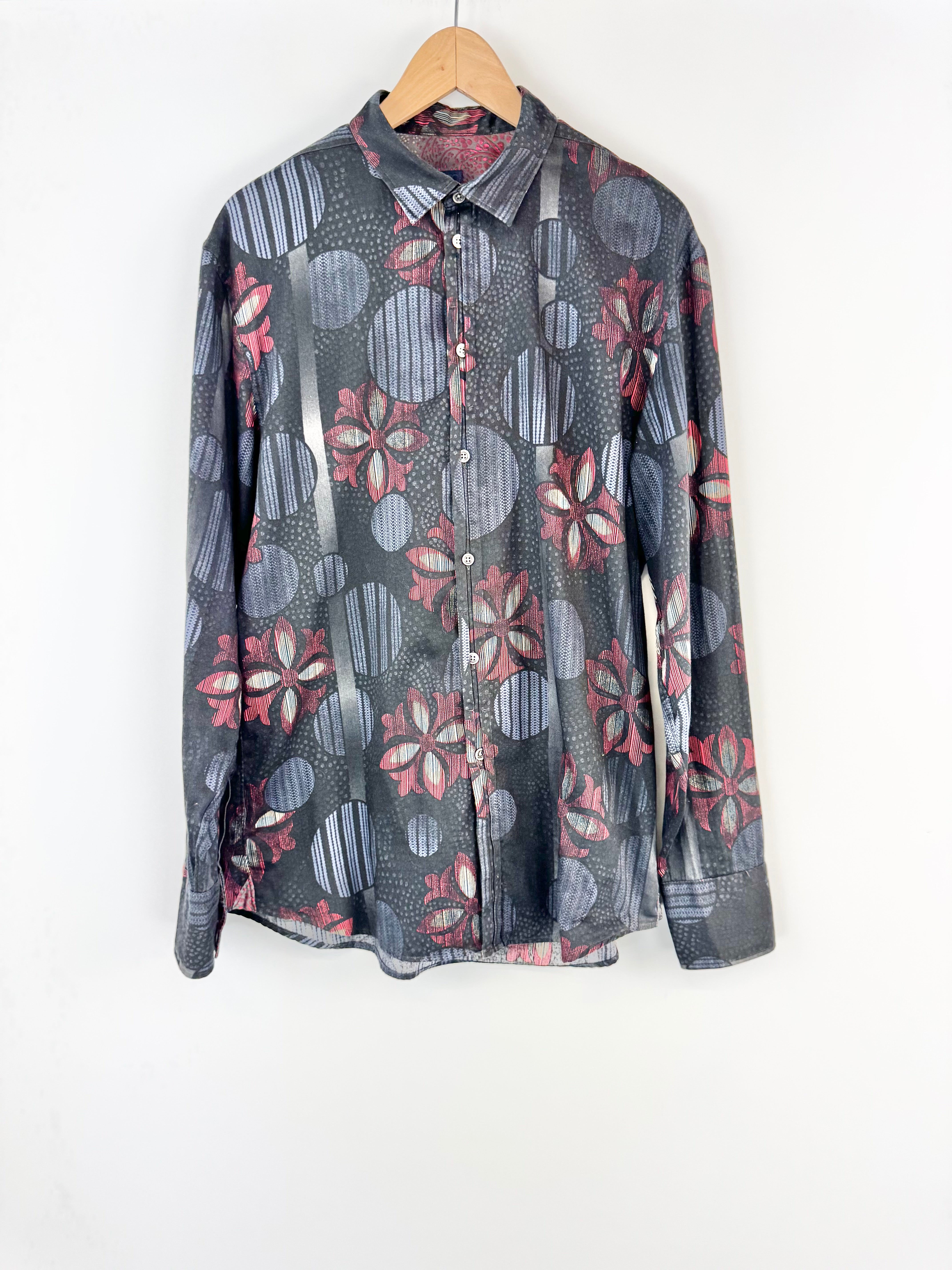 Kenzo Homme Black Floral Patterned Cotton Shirt - 43/17