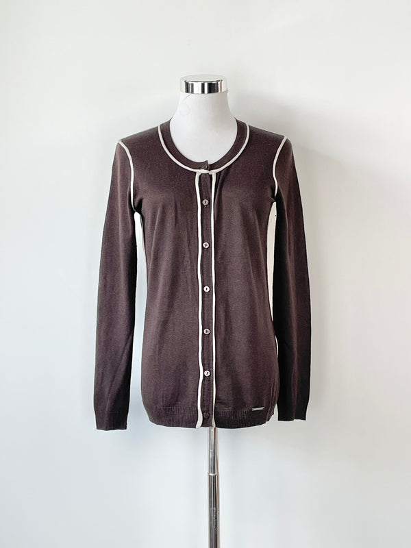 Silk & Cashmere Brown Blended Cardigan - S