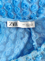 Zara Sky Blue Sheer Crop Top - AU12