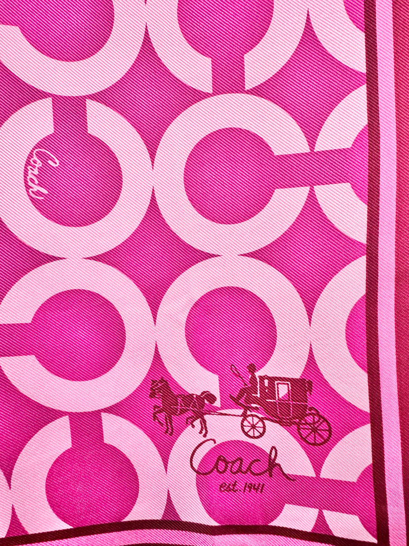 Coach Deep Pink Silk Monogram Scarf