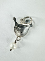 Sterling Silver, Pearl & 9ct Gold Bird Pendant