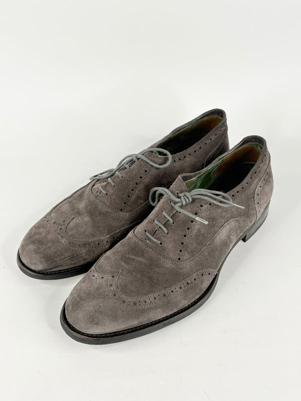 Pal Zileri Umber Suede Oxford-Tip Derby Shoes - EU43