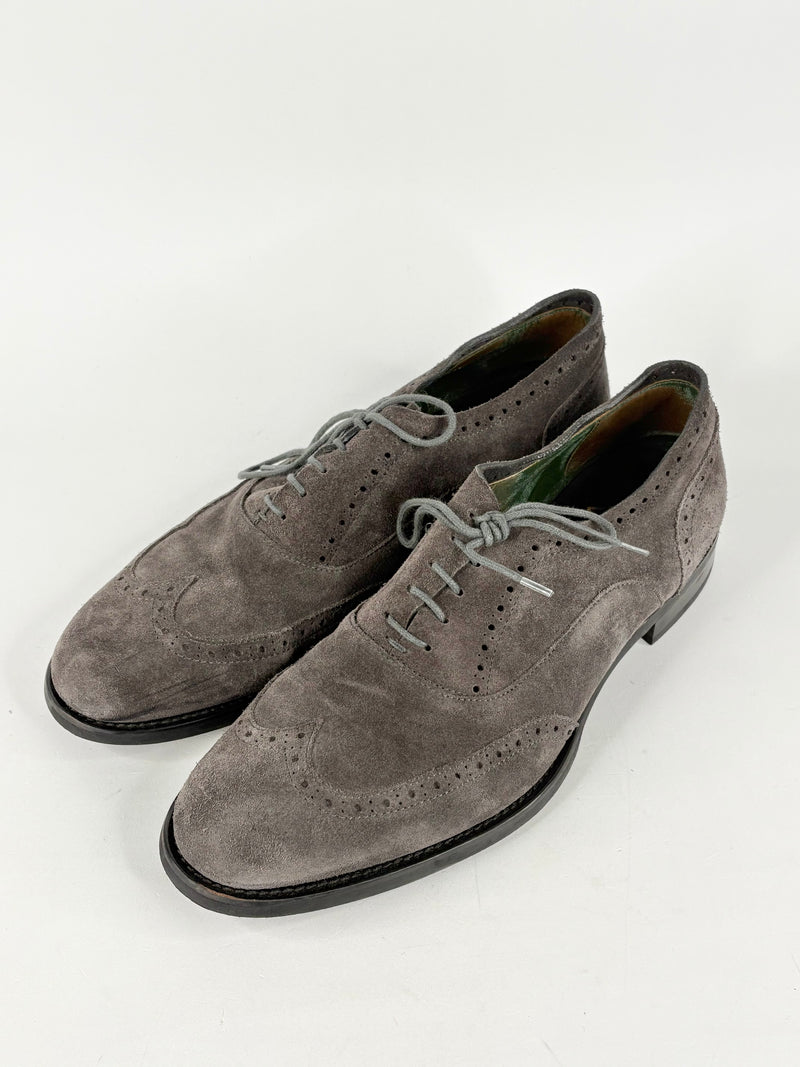 Pal Zileri Umber Suede Oxford-Tip Derby Shoes - EU43
