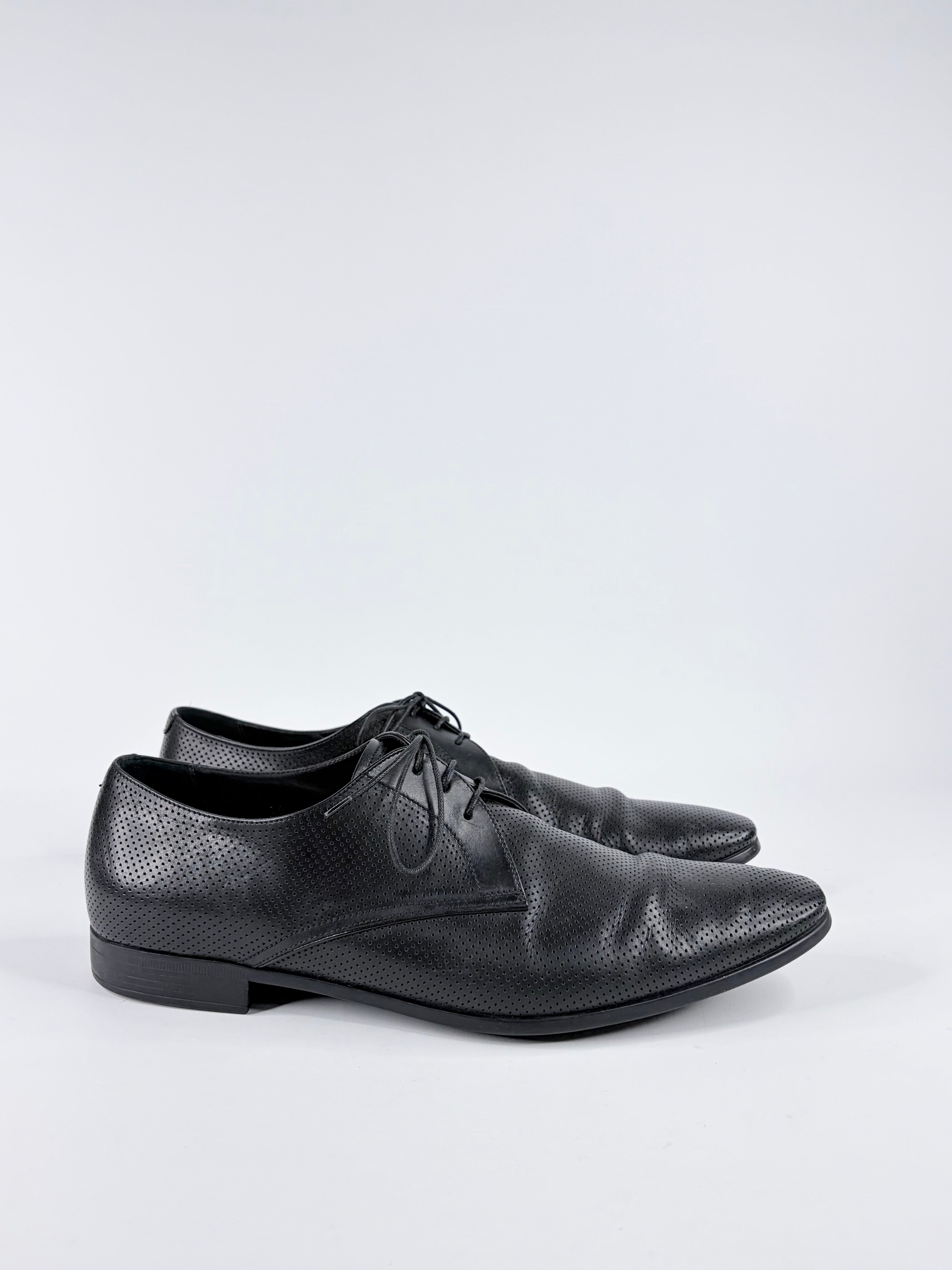 Giorgio Armani Black Pinhole Cut Leather Dress Shoes - EU43