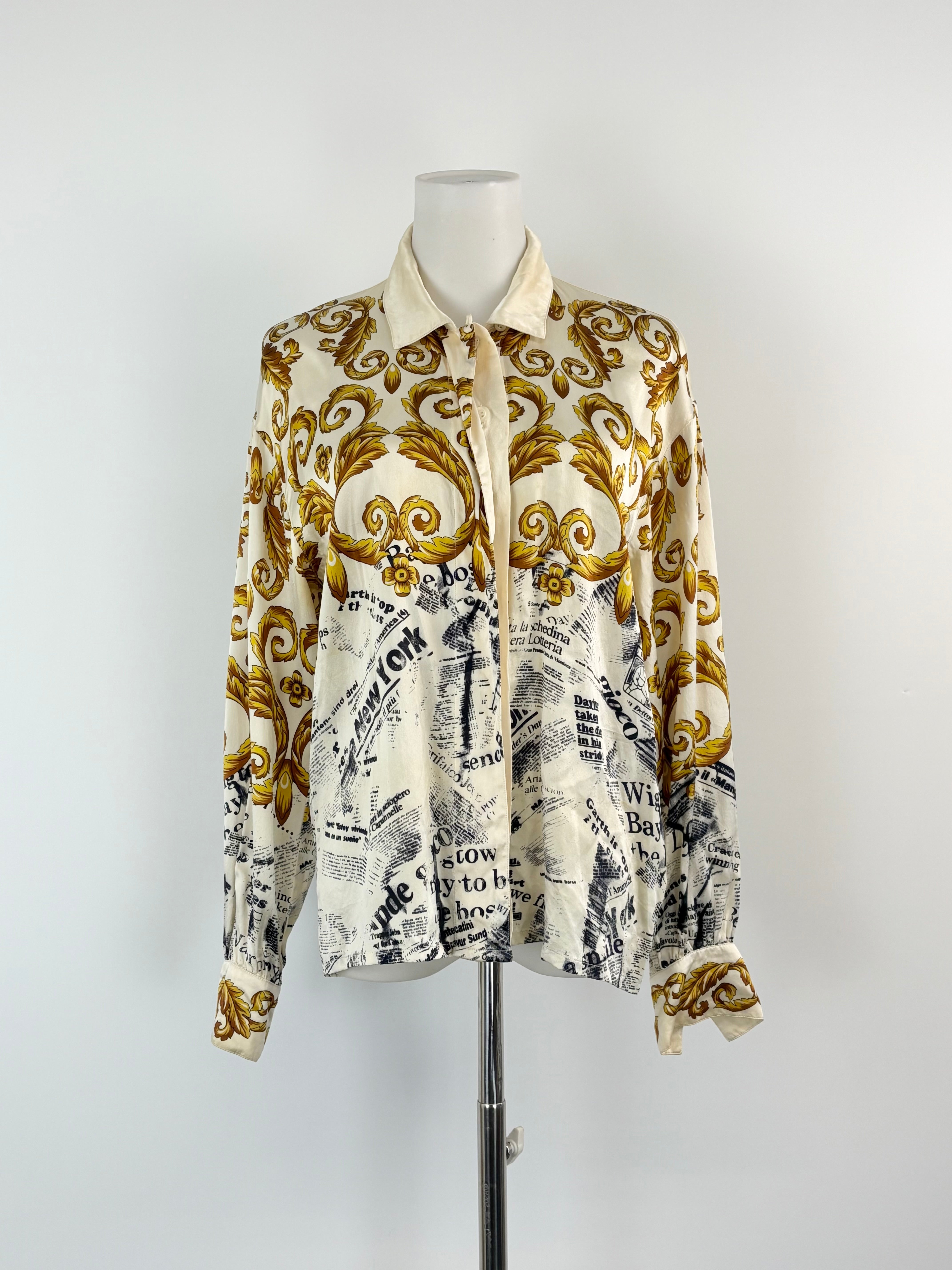 Escada by Margaretha Ley Vintage Majolica Pattern Silk Blouse - AU8