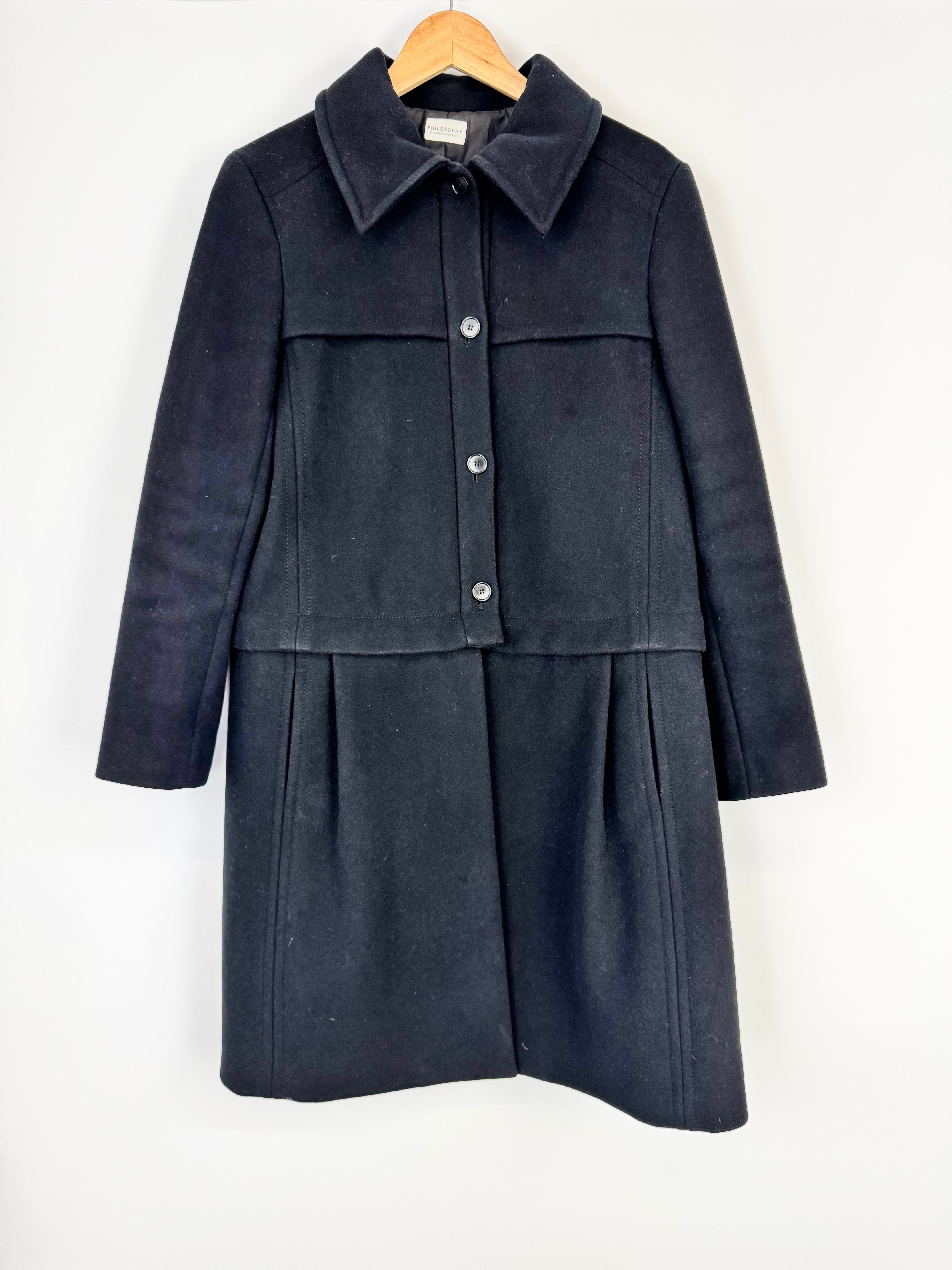 Philosphy di Alberta Ferreti Black Adjustable Wool & Cashmere Coat - AU10