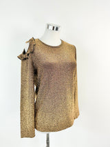 On Parks Gold Lurex Stretchy Long Sleeve Top - AU8