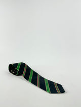 Vintage Blue & Green Stripe Silk Tie