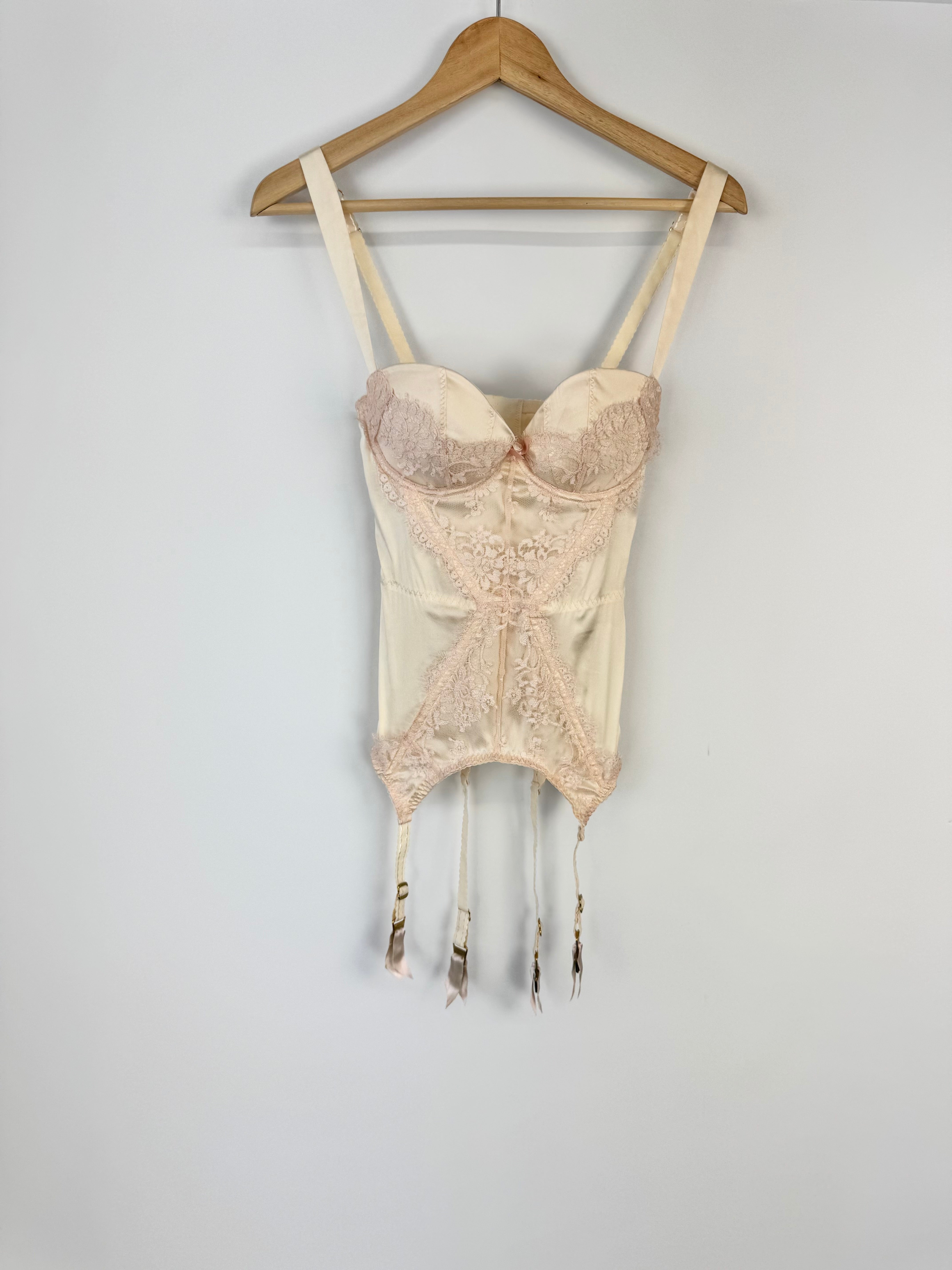 Agent Provocateur 'Abbey Basque Pink & Cream' Corset NWT - 32D