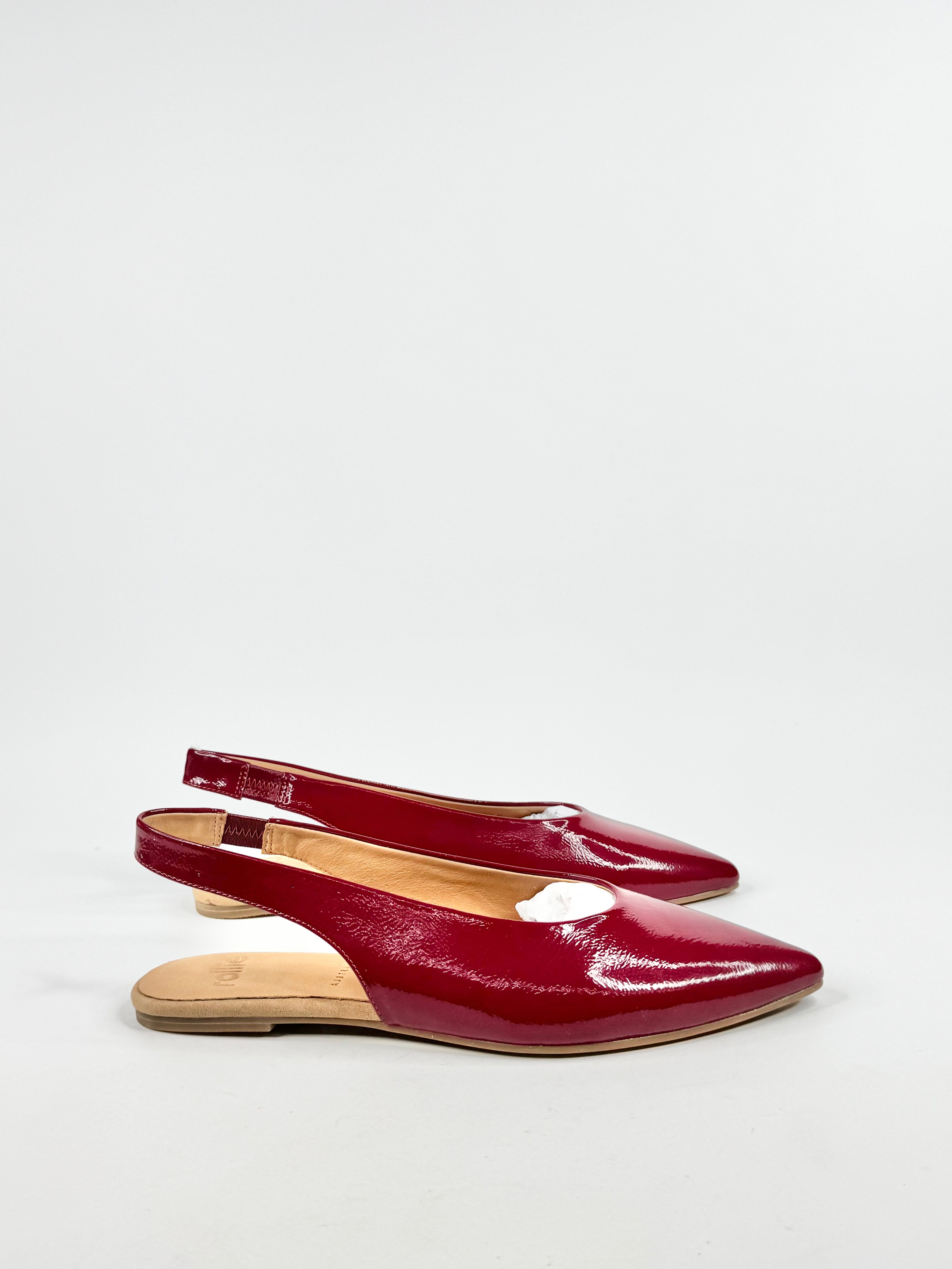 Rollie Patent Leather Pointed Toe Sling Backs - EU42