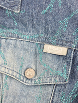 Y2K Versace Jeans Couture Washed Indigo Glittery Denim Jacket - AU8