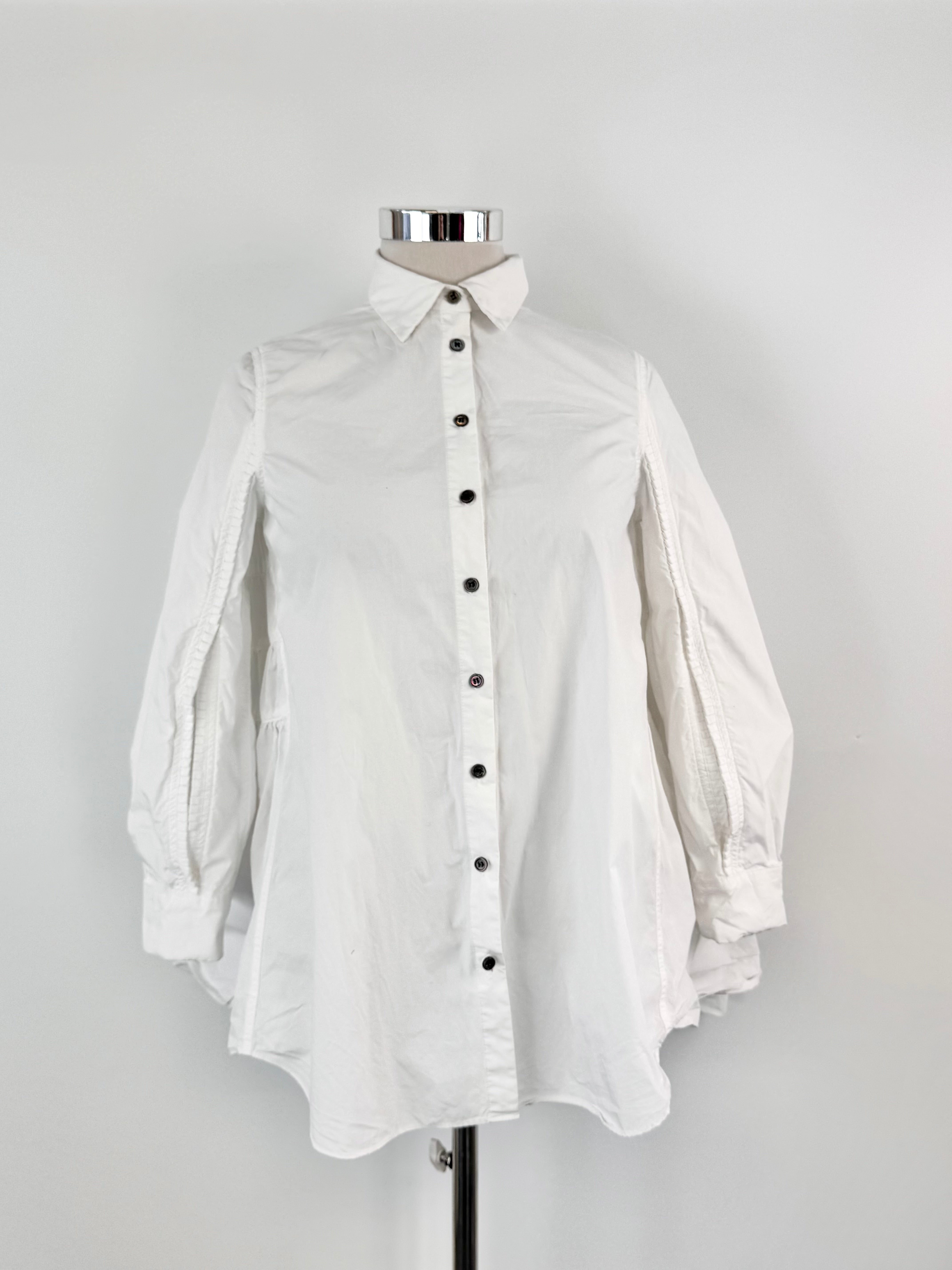 Alexander McQueen White Cotton Tiered Blouse - AU10/12