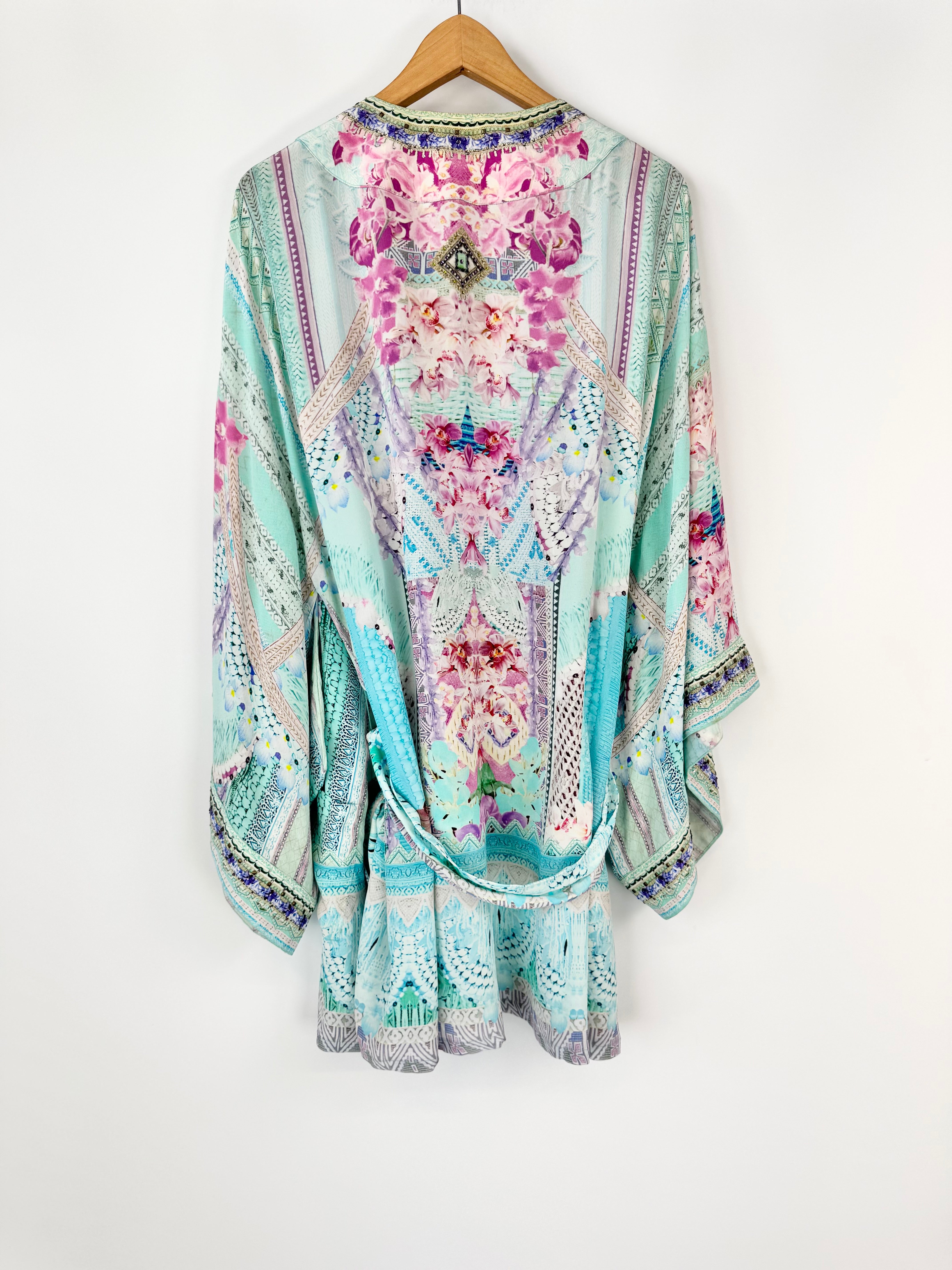 Camilla 'Garden State' Silk Robe with Tie - OSFA