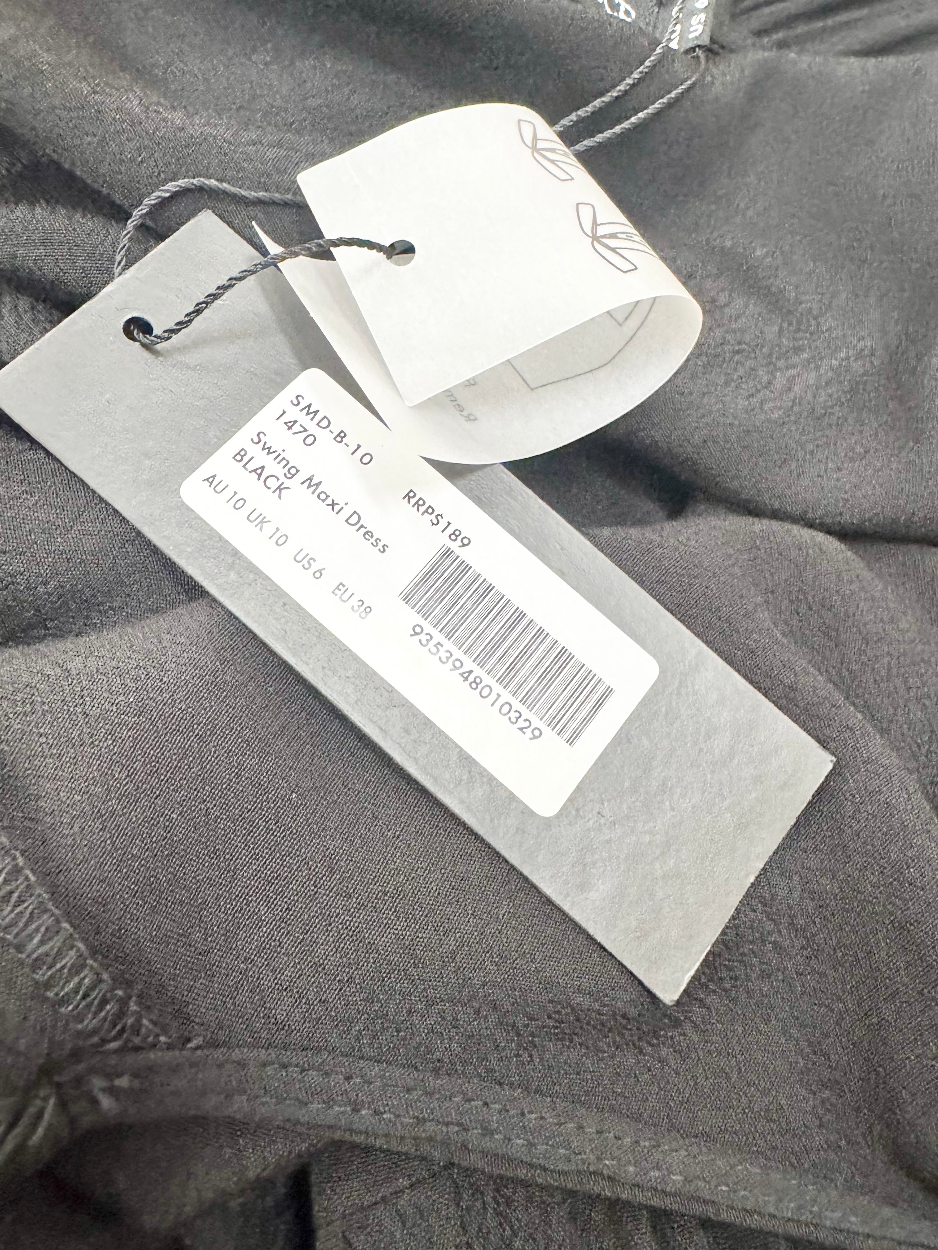 Une Piece Black Crepe Swing Maxi Dress - AU10