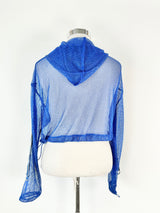 Roubi B Electric Blue & Silver Mesh Hooded Crop Top - AU10