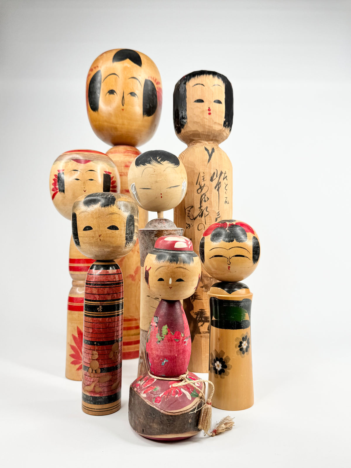 Set of 7 Vintage Kokeshi Dolls