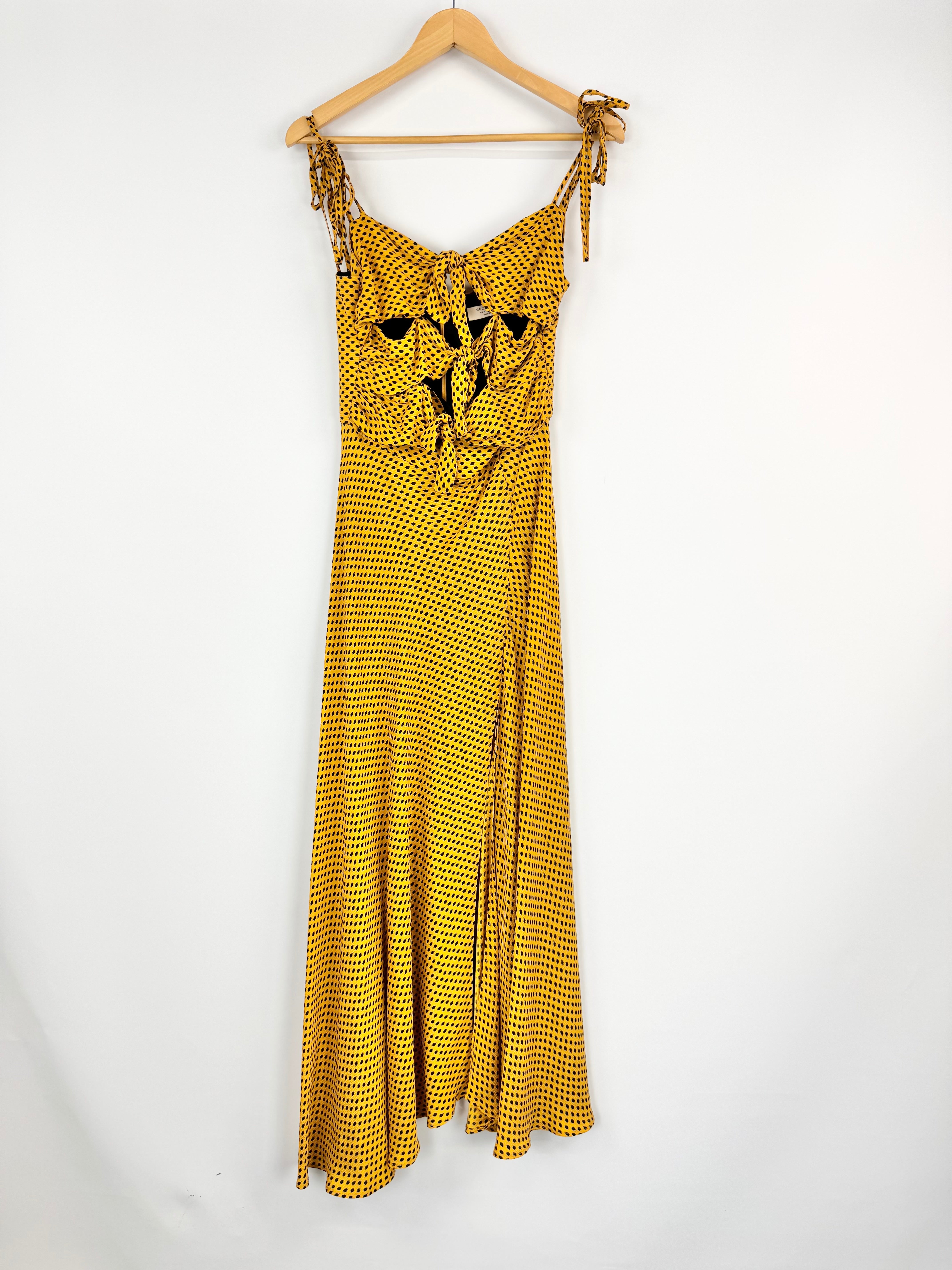 Bec + Bridge Gold & Black Front-Tie Dress - AU8