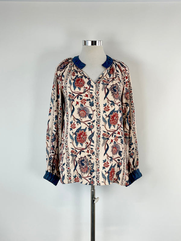 Once Was Fawn & Navy Blue Floral Tunic - AU10