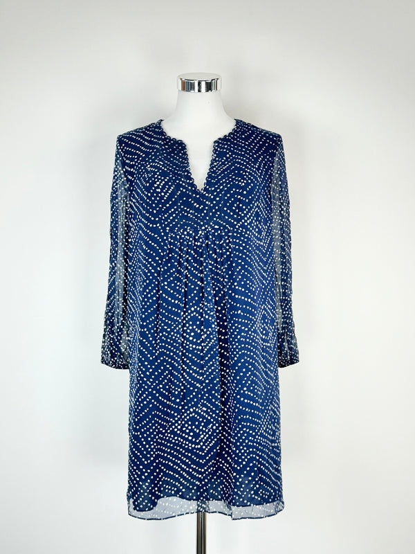 Diane von Furstenberg Blue Speckled Silk Dress - AU10