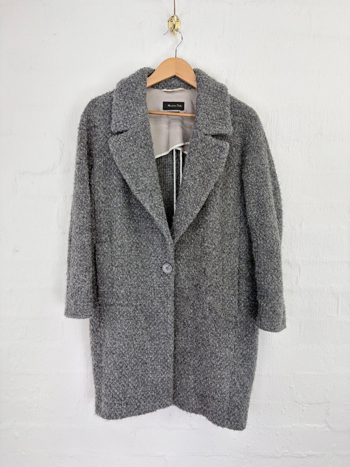 Massimo Dutti Ash Grey Boucle Woold Coat - AU8/10