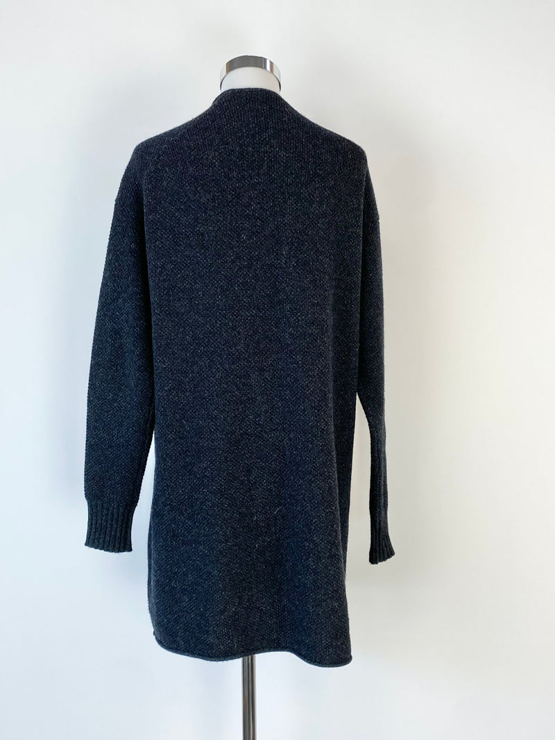 Helmut Lang Deep Grey Cashmere & Wool Cardigan - AU6/8